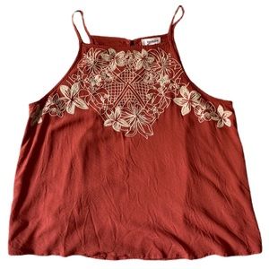 Eyeshadow Women’s Flowy Tank Top Rust Orange Large